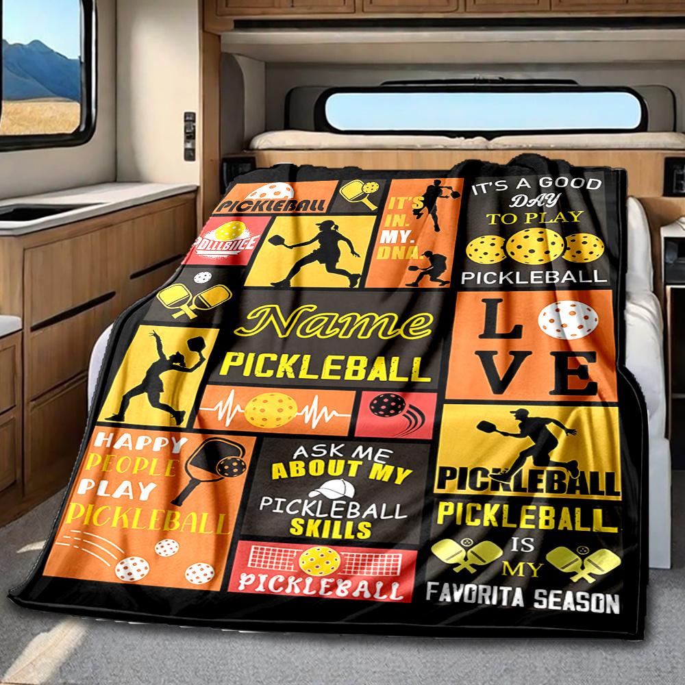 Pickleball Passion And Love For The Sport Blanket Personalized Name Soft Comfortable Stylish Blanket Car Blanket Perfect For Travel Camping Outdoor