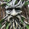 Tree Face Sculpture Greenery Old Man Face Tree Decoration Trunk Hugger Face Statue for Garden Outdoor Tree Decor