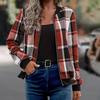 2025 New Autumn Winter Women's Plaid Print Jacket, Long Sleeve Zipped Casual Coat, Loose Fit Outwear for Daily Streetwear