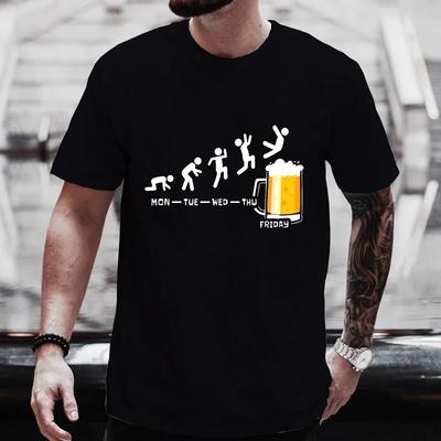 Men T-shirts Happy Friday Beer Funny Graphic T Shirts Weekend Drinking Lover Party Tees Y2k Male Oversized Clothes Streetwear