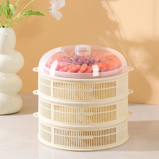 Stackable Mesh Food Cover with Lid Multi-Function Dome for Vegetables Dumplings Seafood Meat Space-Saving Kitchen Accessory