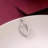 925 Sterling Silver White Gold Egg-Shaped Pendant Setting, Unset, Exquisite Fashion, Light Luxury, 10x14 mm.