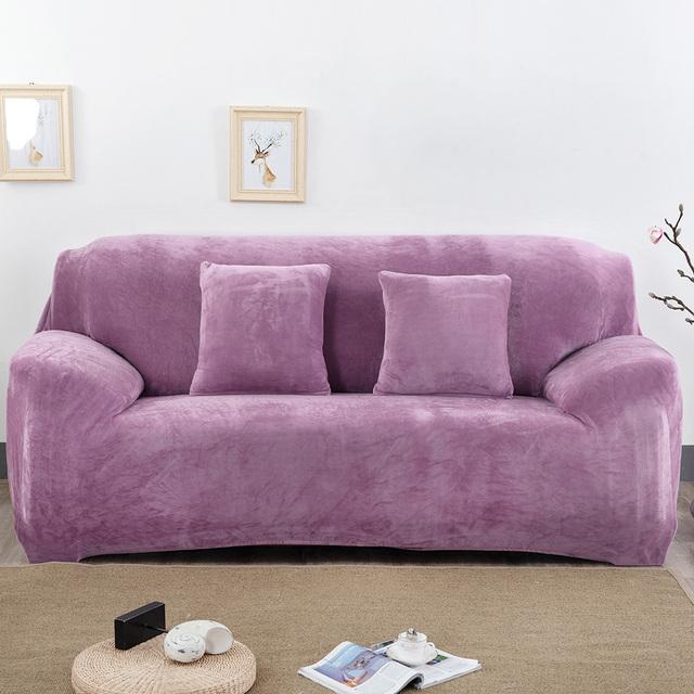 Levivel Velvet Plush Thicken Sofa Cover Simple Color L Shaped Corner Flexible Slipcover Stretch Couch Covers For Living Room Room 1pc