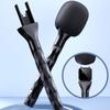 Handheld Lavalier Interview Microphone Adaptor Universal with Windproof Sponge Microphone Handheld Grip Stick Black Mic Handle