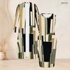 Women Plus Size Printed Two Piece Set Long Sleeve Open Front Long Cardigan Sleeveless Bodycon Dress