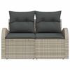 Garden Sofa with Cushions Light Grey 124 x 62 x 69 cm Poly Rattan