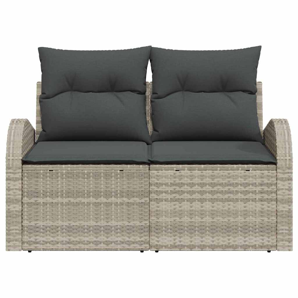 Garden Sofa with Cushions Light Grey 124 x 62 x 69 cm Poly Rattan