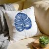 Cushion Cover Washed Linen Soft Breathable Decorative Case for Sofa Home Pillow Cover Elegant Blue Floral