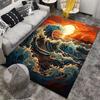 Fiery Sunset Ocean Wave Carpet Non-slip Rug Suitable for Living Room and Bedroom Sofas