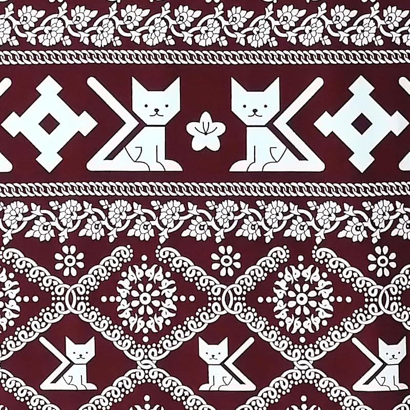 

KINOKINO cat pattern tie pants fabric handmade For handicrafts asian ethnic cloth (Red Width approx. 150cm length approx. 3m)