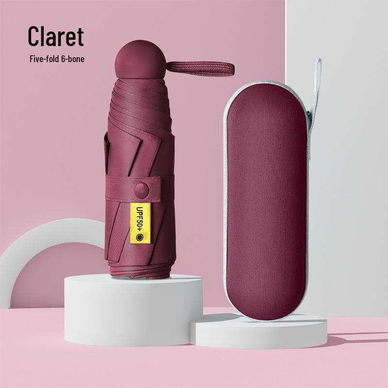 

Міні-парасолька для захисту від сонця та дощу для жінок - Портативна з чорним клеєм