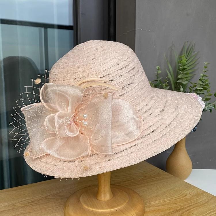 Elegant Top Hat, Mesh, Flower, Big Edge, Face Covering, Beach Hat, Versatile In Summer, Breathable, Sun Protection, Sunshade Hat