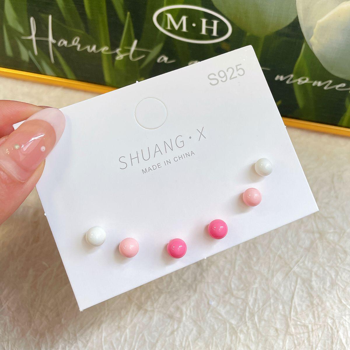 

Набор сережек в виде разноцветных конфетных бобов - 6 мм, летняя свежесть, серебряные иглы, простая повседневная одежда для женщин