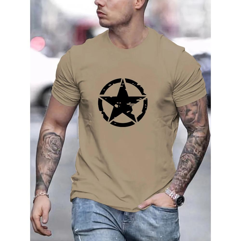 Maglietta estiva da uomo 100% cotone comoda casual ampia oversize con grafica stampata logo stella sportiva girocollo maniche corte