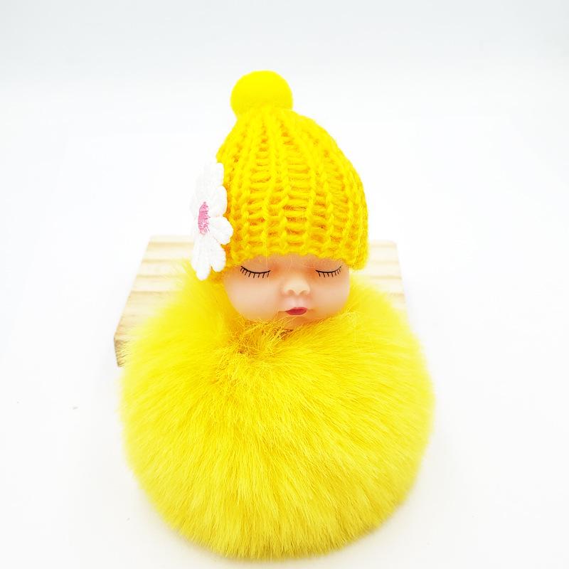Imitation Rex Rabbit Fur Sleeping Doll Keychain - Cute Sleeping Baby Bag Pendant Gift