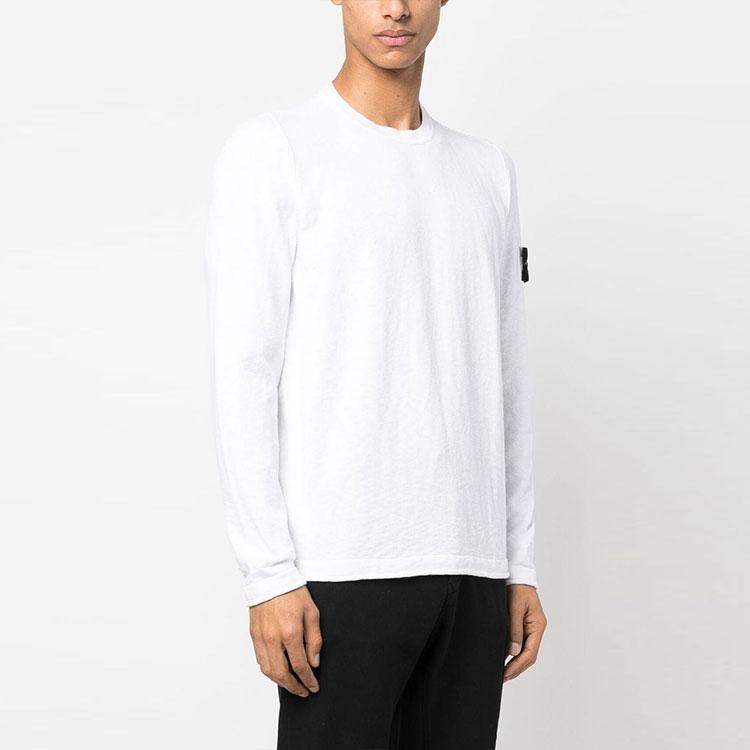 STONE ISLAND Ss23 Solid Logo Crew Neck Long Sleeve Sweatshirt Men Sweatshirt White 1015502B0-V0001
