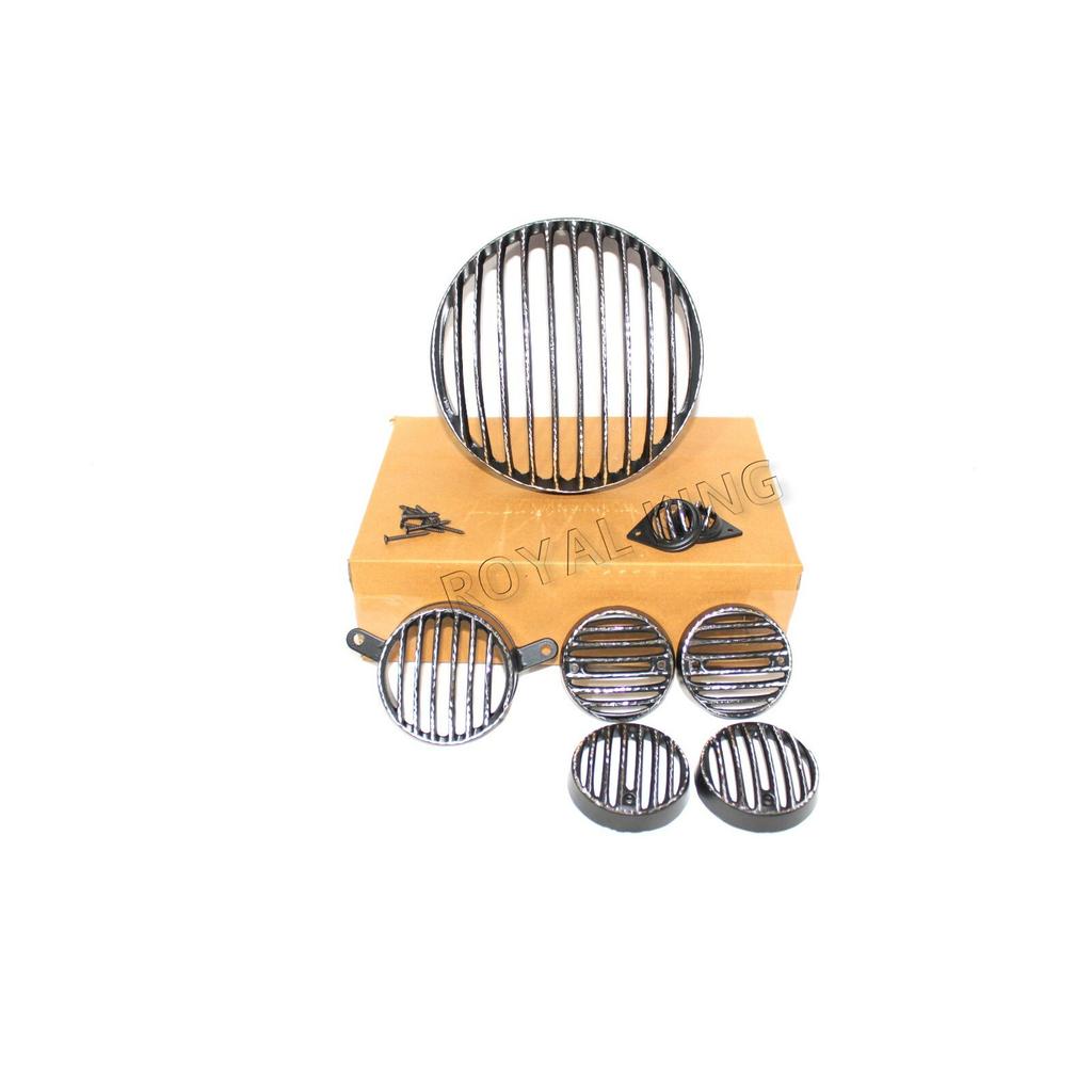 Diamond Cut "Black Headlight Grill Fit For Royal Enfield Old Classic 350 & 500"