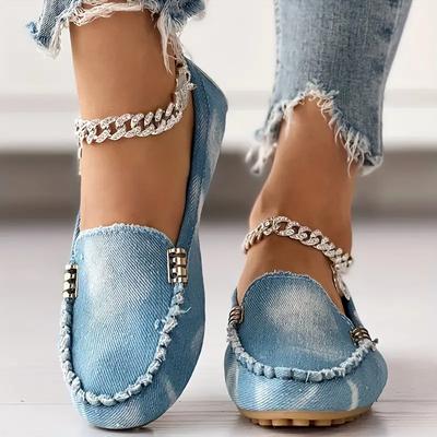 Women Casual Shoes 2024 New Spring and Autumn Flat Loafers Women Shoes Fashion Non-slip Soft Denim Flat Shoes Zapatos De Mujer