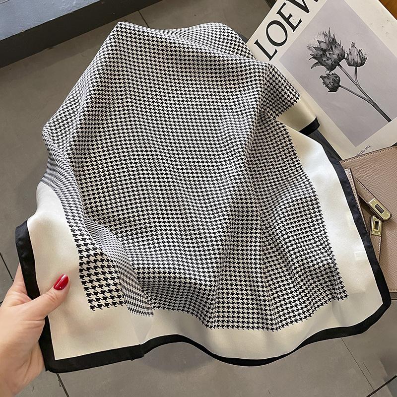 

Квадратные шарфы 70*70 см Черно-белый принт «гусиная лапка» Хиджаб Женский головной платок Фуляр Бандана Мягкий шейный платок Женские головные платки 70x70cm чёрный