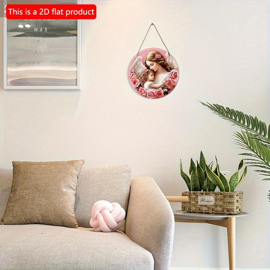1 Stück 2D Flaches Bezauberndes Engel & Blumen Holzschild - 20cm Perfekt für Valentinstag & Muttertag Dekoration | Vielseitige Wandaufhängung für Zuhause, Büro oder