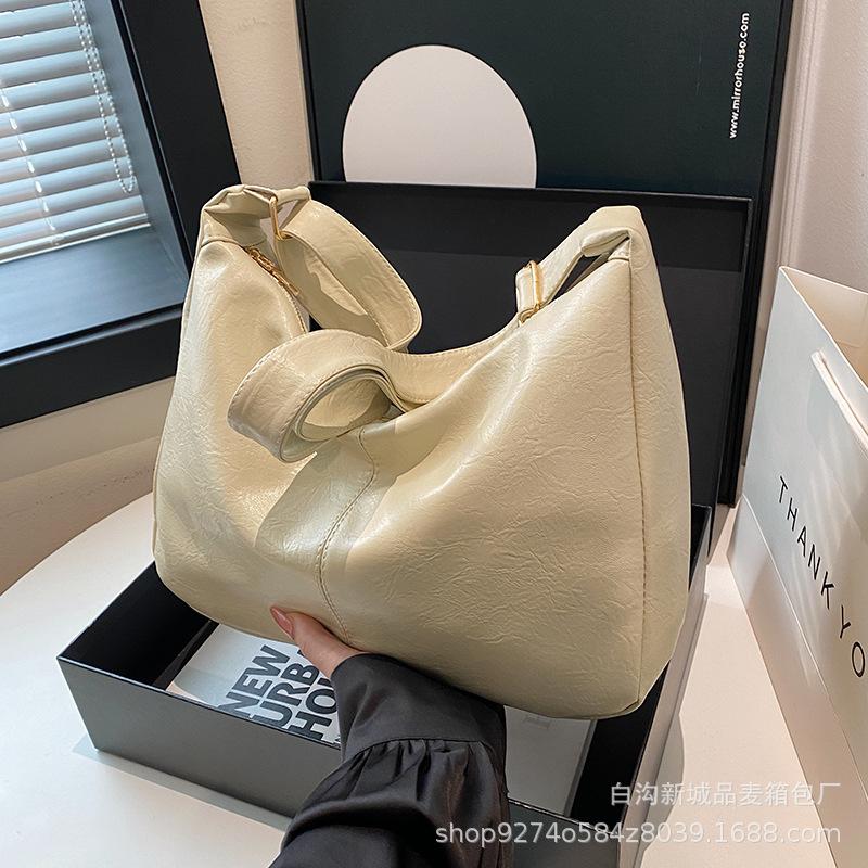 

Simple retro bag women s large capacity 2025 versatile shoulder bag college student class bag commuter tote bag белый