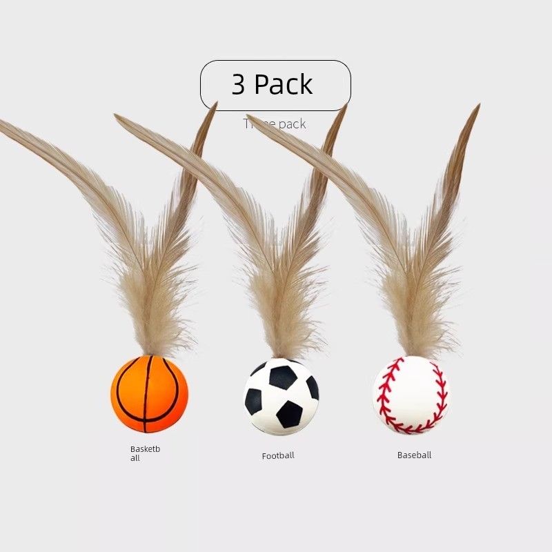 

Cat Toy Feather Elastic Ball Self-Hi Relieving Stuffy Artifact Bite-Resistant Funny Cat Stick Kitten New Sports Ball Pet Supplies Six Mixed Pack [Play]]
