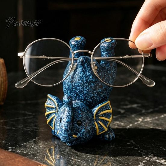 Home Storage Ornament Inverted Elephant Glasses Holder, Handmade Resin Eyeglass Stand, Spectacles Stand Retro Style Decorative Organizer for