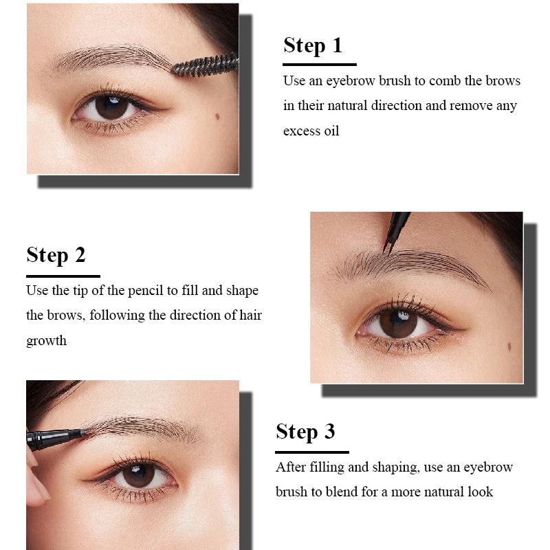 Bifurcated Eyebrow Pencil 2 Point Wild Eyebrow Pencil Long Lasting Easy To Grip Eyebrow Tattoo Waterproof Extremely Fine Eyebrow Pencil Black
