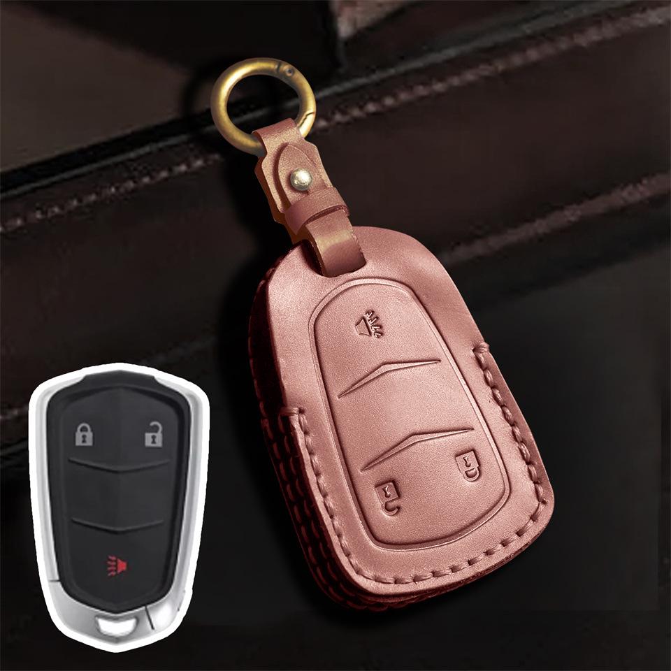 Cadillac Leather Key Cover for CT4/CT5/CT6/XT4/XT5/XT6 - Premium Protection.