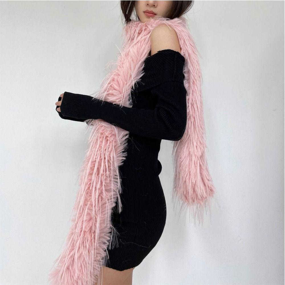 Thick Fluffy Plush Long Strip Scarf Party Luxury Wraps Shawl Korean Style Y2K Girl Scarf  Women