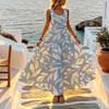 Sleeveless Floral Maxi Dress,Lightweight Elegant Summer Beach Vacation Dress for Daily Casual Seaside,Fashionable Holiday Outfit