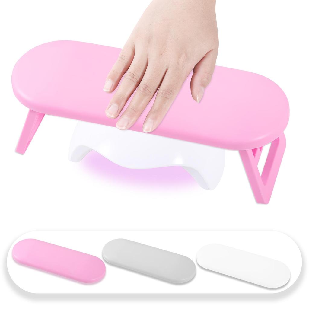 Portable Foldable Russian Manicure Hand Rest with Lamp Support