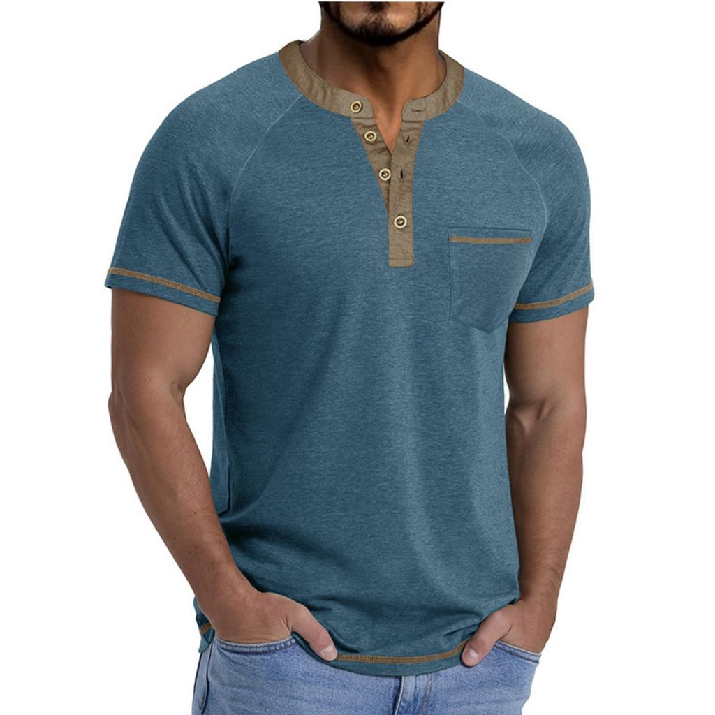 T-shirt da uomo a maniche corte con colletto Top casual con revers