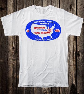 Hot Rod Tee T Shirt Drag Race Racing Nostalgia National Trail Raceway OHIO