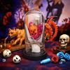 LED Clear Dome Pumpkin Night Light Halloween Light-up Pumpkin In Cloche with Artificial Flower for Home Kitchen Mantel Party Decor