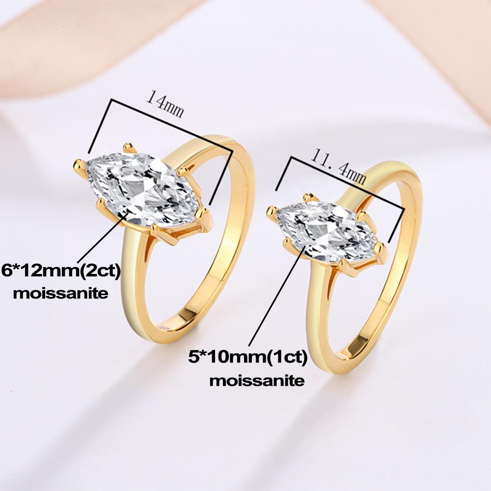 1CT 2CT 3CT Marquise Cut Solitaire Moissanite Engagement Ring For Women Copper6 Prong Wedding Band With Certified