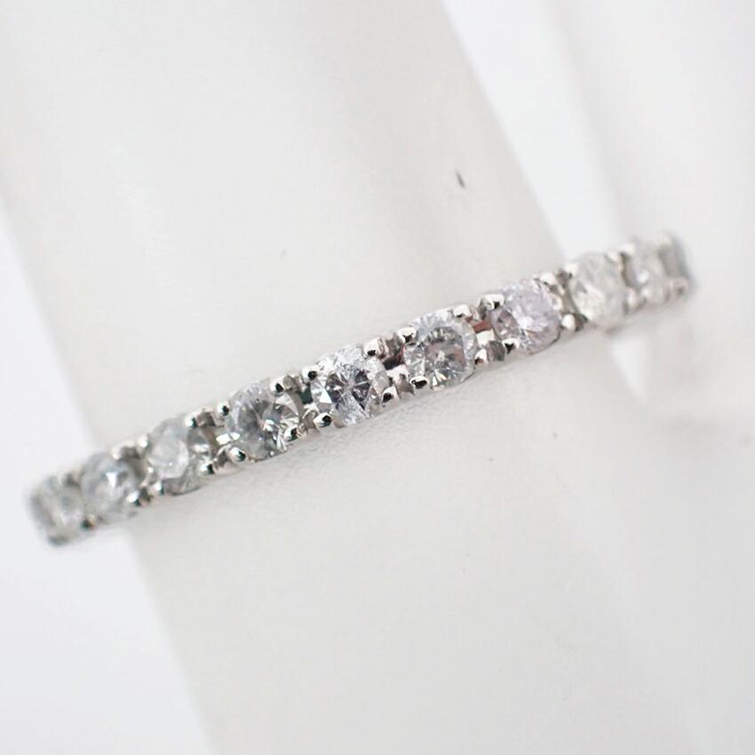 [Used] Pt900 Diamond Half Eternity Ring / Size 8 / j54-8