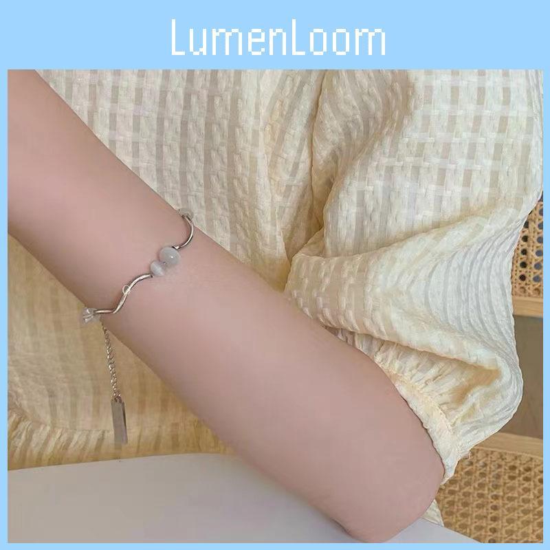 Eye Minimalist Cat Stone Beaded Bracelet For Women Irregular Titanium Steel