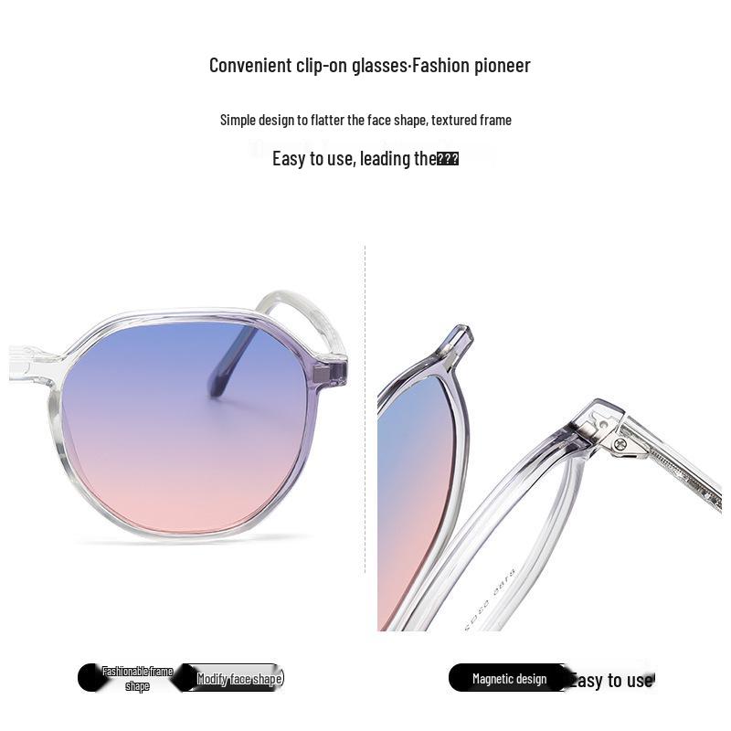 Polygonal Magnetic Gradient Polarized Clip-on Sunglasses for Women - Fashion and Travel Use