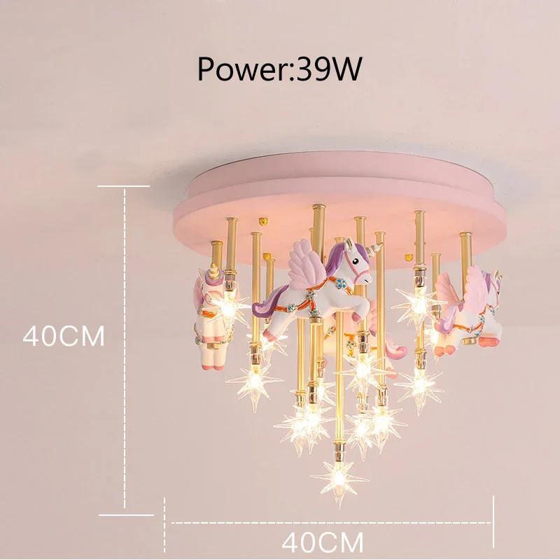 

36 Вт Синий Розовый Детский Потолочный Светильник Детский Комната Смола Лошадь Бумажный Журавлик Принцесса Девочка Мальчик Милый Светодиодный Потолочный Светильник для Спальни G4 3 Color Temperature розовый