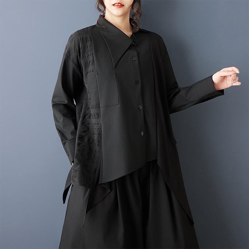 2026 Spring Dark Style Casual Plus Size Irregular Patchwork Shirt Plus Size