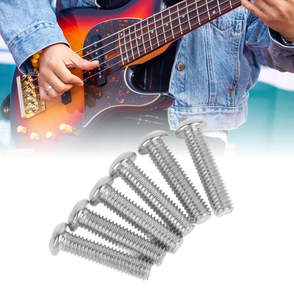 6PCS Metal Bridge Mounting Screws Silver Instrument Accessories For Electric Guitar