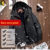 Men's Windproof Waterproof Down Jacket - Velvet-Lined and Insulated Cotton Winter Coat for Cold Protection.