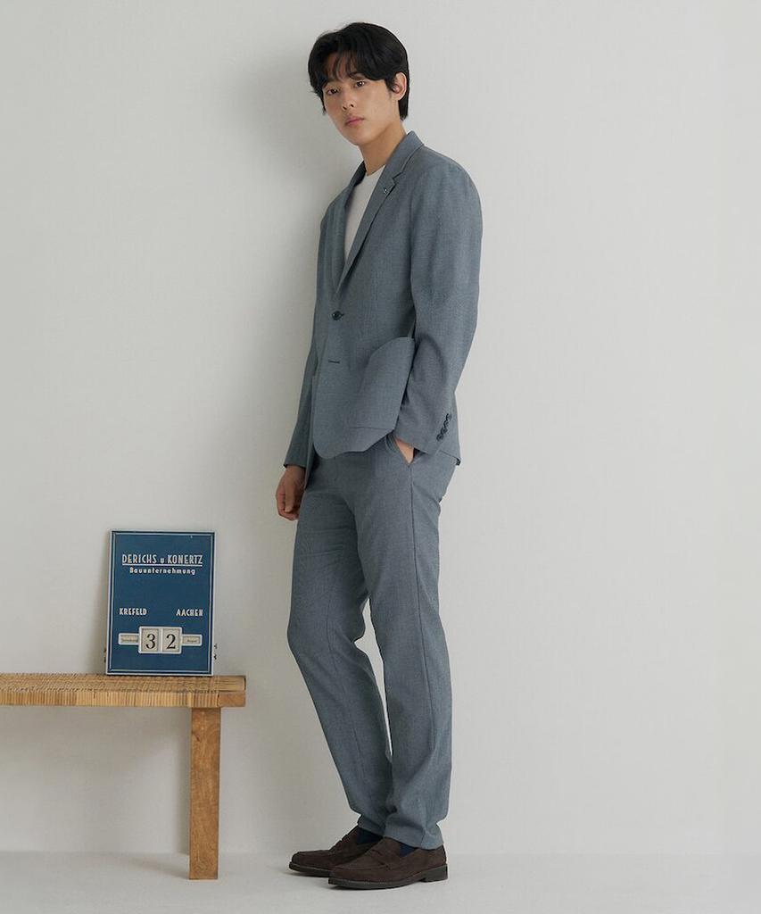 Binpolmen Seersucker Pattern Set-Up Standard Fit Pants Navy