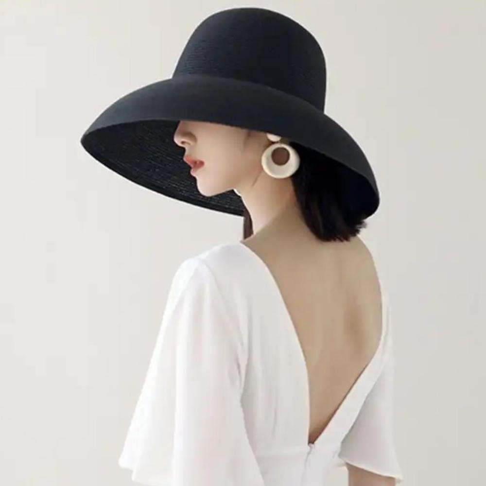 Big Brim Hepburn Wind Straw Hat Sunscreen Beachside Sun Hat Casual Summer Beach Hat  Outdoor