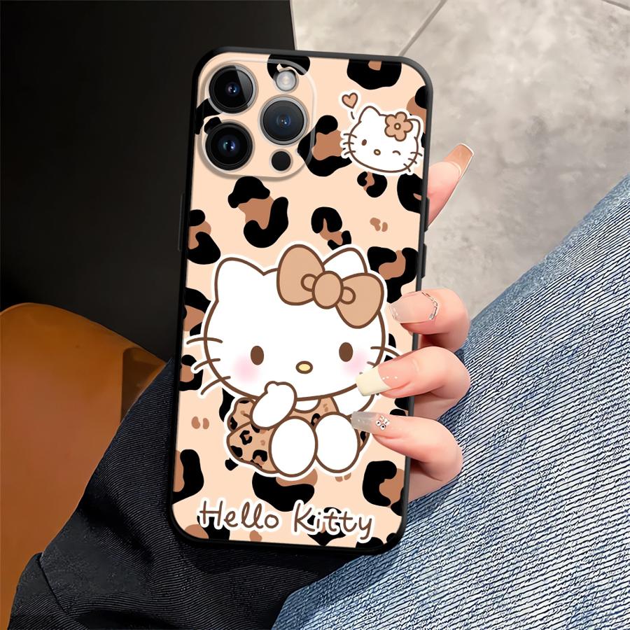 Case for iPhone 17Air XR XS Max 13 12 11 17 Pro Max 15 16 14 Plus 7 8 Black Soft Phone Cover Sanrio Hello Kitty
