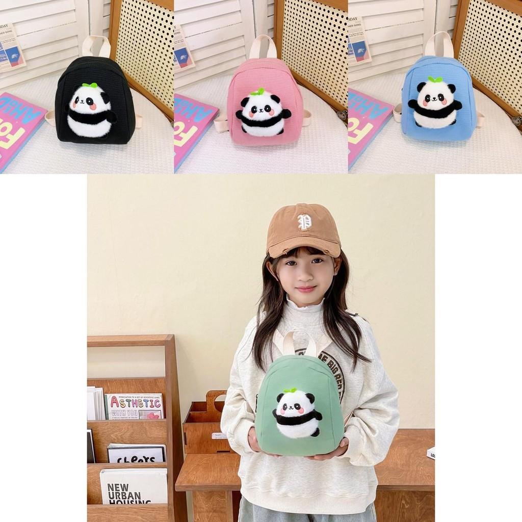 Adorable Cartoon Plush Panda Backpack For Kids With Breathable Canvas Material