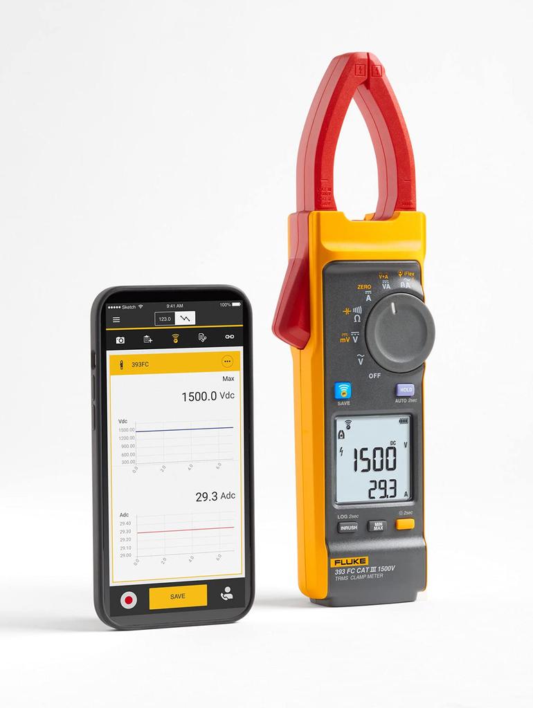 Fluke CAT III 1500V Cęgowy miernik 393 FC True-RMS (Korzystanie z iFlex) []