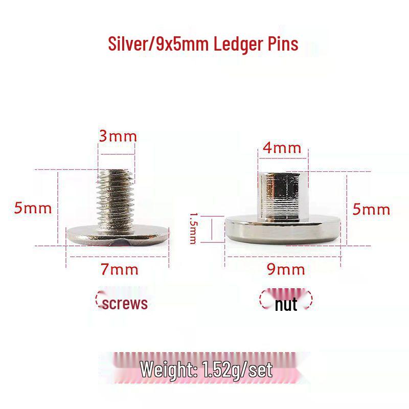 Stainless Steel Male-Female Bag Screw with Pure Copper Buckle and Flat Head Rivet Lock Accessories