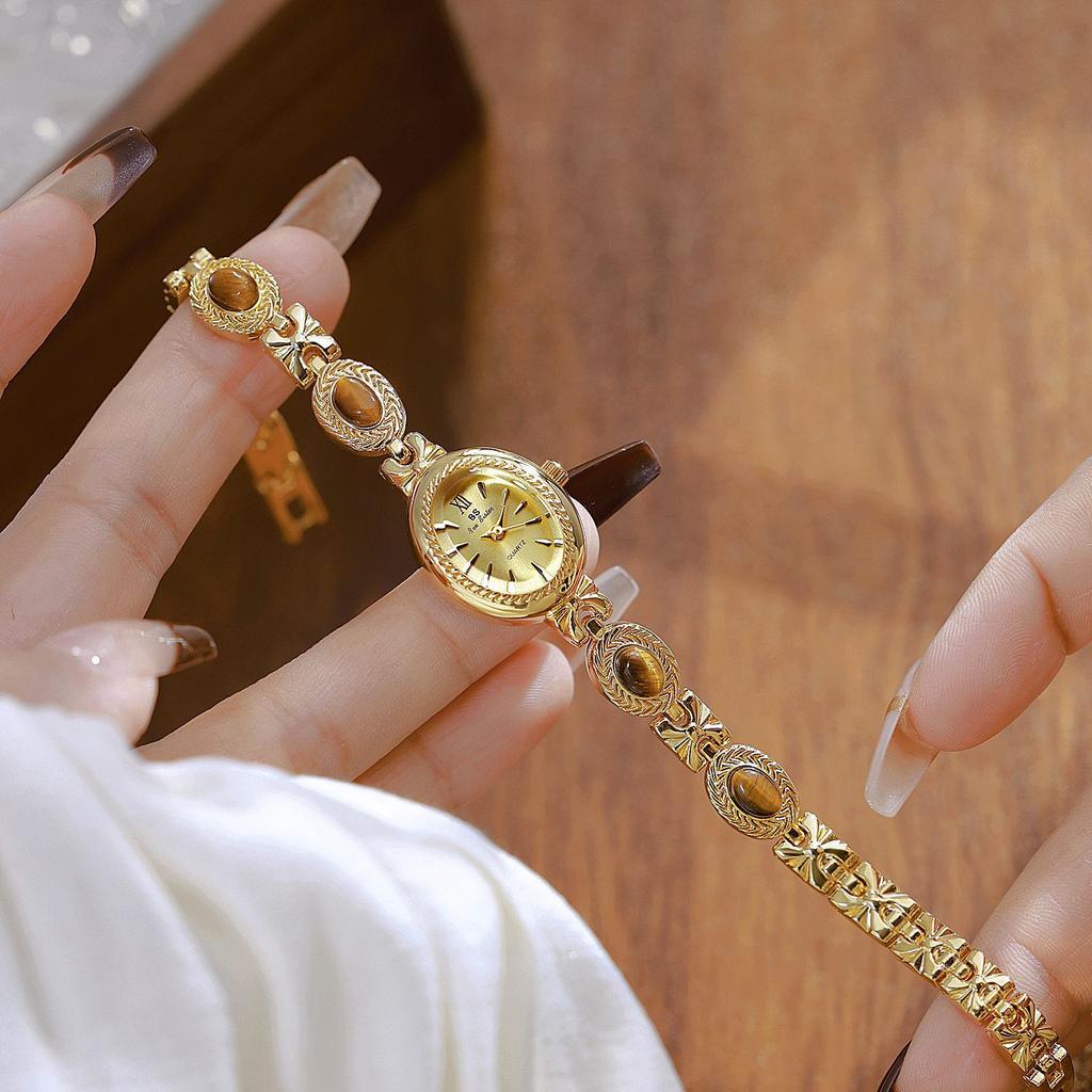 Women Watch Light Luxury Brand Natural Tiger Eye Stone Jade Bracelet Waterproof Premium Chain Female  Fashion Quartz Watches